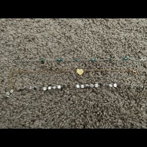 3 mix and match anklet bracelet 2 silver& 1 gold